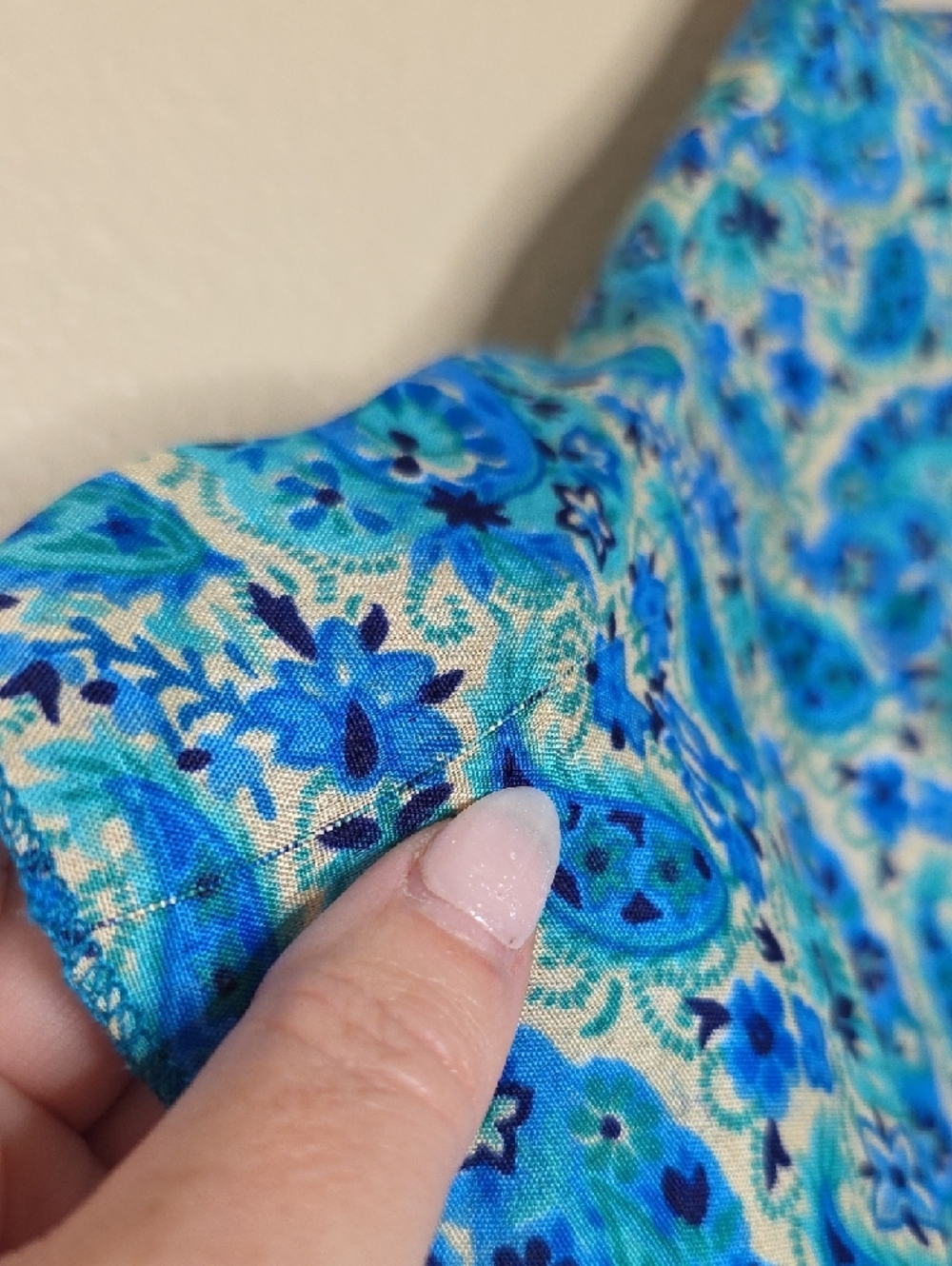 Vintage Silk Wrap Maxi Dress Blue Paisley Boho Womens M/L Cottagecore Resortwear - Picture 8 of 14